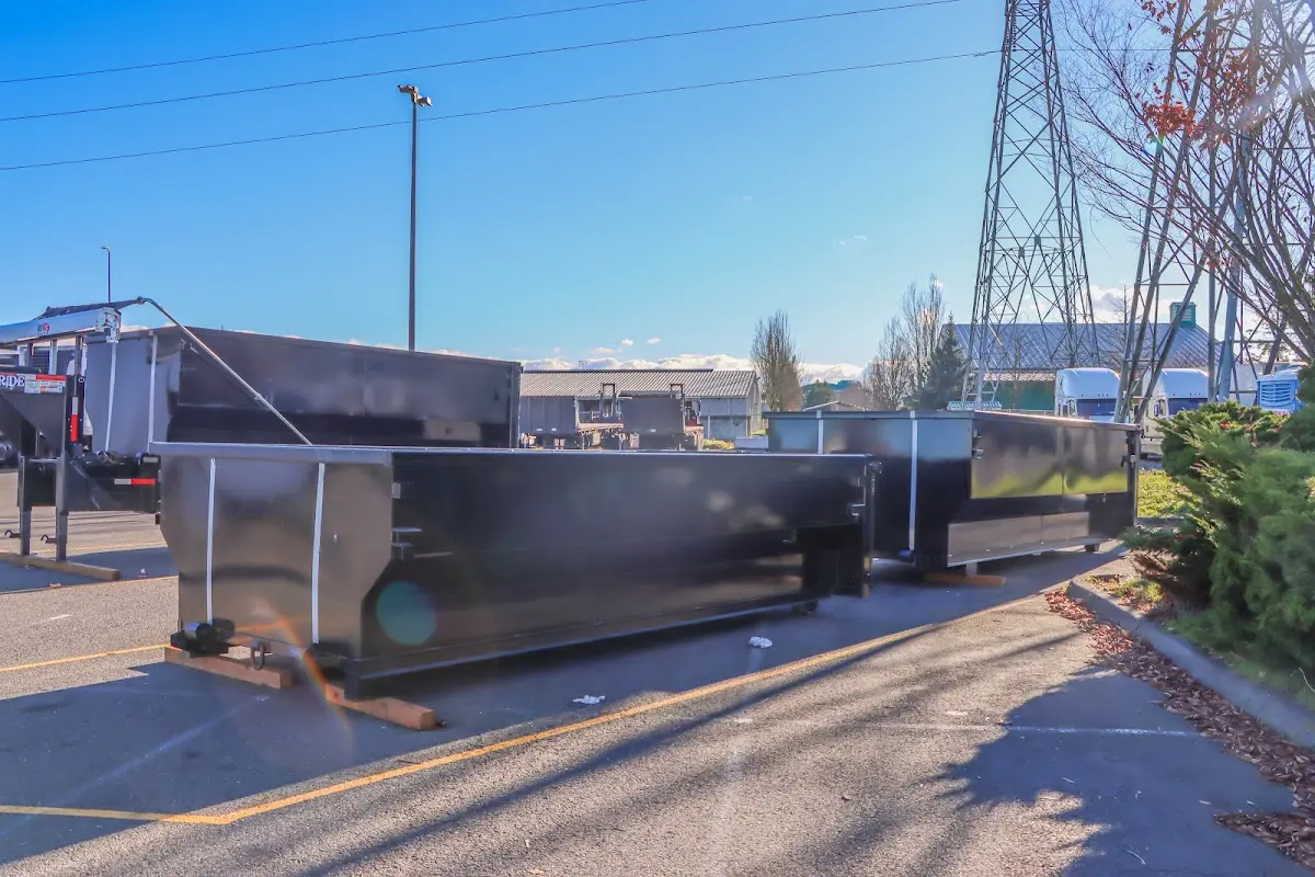 Roll-off dumpster ready for waste disposal at job site for Construction Dumpster Rental in Lakeside